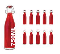 Casavetro Bottiglie In Vetro Con Tappo Ermetico - 750 ml - Bottiglia Vuota in Vetro, per Vino, Liquore, Acqua, Succo di Frutta, Conserve, Latte, Olio, Birra, Vino, Estratti, Amari (10 x 750 ml)