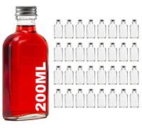 casavetro Bottiglie vuote di vetro da 200 ml, 32 pezzi, con tappo a vite, 200 ml, bottiglia di vino, aceto e olio, da riempire, 0,2 litri (32 x 200 ml)