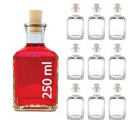 Casavetro Bottigliette Vetro Con Tappo Sughero - 250 ml - Bottiglia Vuota in Vetro per Vino, Liquore, Acqua, Succo di Frutta, Conserve, Latte, Olio, Birra, Vino, Estratti, Amari (10 x 250 ml)
