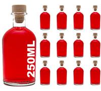 casavetro Bottigliette Vetro con Tappo Sughero - 250 ml - Bottiglia Vuota in Vetro per Vino, Liquore, Acqua, Succo di Frutta, Conserve, Latte, Olio, Birra, Vino, Estratti, Amari (12 x 250 ml)