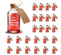 casavetro Casavetro 24 x 100 ml piccoli flaconi di vetro 10 cm di altezza decorazione da tavolo, bottiglie per matrimonio, regali per ospiti