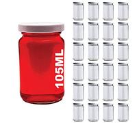 casavetro Trasparente Tappo A Vite Bottiglie di Vetro vuote 67, 105, 210, 300 ml - Riutilizzabile Twist off coperchi - a Tenuta d'Aria Coperchio in Metallo per Kombucha Birra casa Acqua (24 x 105 ml)