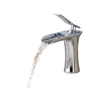 Casca di lavandino da Cascata Montato Terra Ottone Chrome CHOT Cold Mixer TAPO, RUCETTO del BASINE VANITÀ Singola (Colore: Lunga, Dimensione: a) Cucina Moderna e Bagno Essenziale