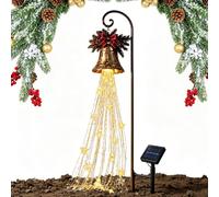 Cascade Solar Lights - Campana in metallo vintage resistente alle | Luce natalizia a LED a forma di fiocco di neve, per feste, riunioni stagionali, prato, vialetto, cortile, patio