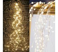 Cascading Twinkle Lights For Christmas Tree, Cascading Twinkle Lights, Cascading Tree Twinkle Fairy Lights Warm White Silver Wire, Cascading Twinkle Lights For Tree (Cool White,10 strips 200 lights)