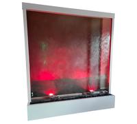 Cascata a Finestra Verticale 180x200x36 cm con Faretti in Acciaio Bianca