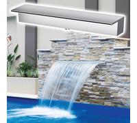Cascata a sfioro da 122 cm (48") Resistente alla ruggine per laghetti per Koi da Giardino, Facile da installare, Colore Nero/Argento, Ideale per Piccoli laghetti e Giardini.