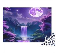 Cascata al chiaro di luna viola Puzzle 1000 Pezzi Carta riciclata per adulti Puzzle per adulti Gioco difficile e stimolante Ottima idea regalo per creatività e regali 52x38cm/1000pcs