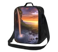 Cascata al tramonto, borsa per il pranzo per donne e uomini, riutilizzabile, per ufficio, picnic, contenitore per il pranzo isolato, a prova di perdite, borsa portatile per il pranzo, borsa termica da