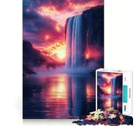 Cascata al tramonto Puzzle da 1000 pezzi per ragazzi Gioco stimolante per la mente Incastro perfetto senza spazi vuoti Attività rilassante di gruppo al chiuso (38x26cm)