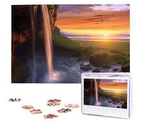 Cascata al tramonto, puzzle in legno da 1000 pezzi, puzzle con immagine personalizzata, puzzle personalizzato per matrimoni per adulti