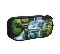 Cascata che scorre verso il basso, astuccio liscio con cerniera, astuccio portatile, grande borsa per cancelleria scolastica, borsa per trucchi, Nero , Taglia unica, Beauty Case