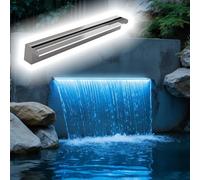 Cascata con beccuccio in acciaio inossidabile con kit pompa, decorazione for piscina/flusso d'acqua uniforme, facile installazione for piscina in giardino(90cm/35.4in)