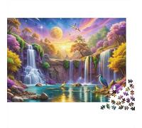 Cascata da Sogno Lago Puzzle 1000 Pezzi Carta per Adulti Scenario Floreale Incantato Relax Concentrazione Decorazione Casa Regalo 52x38cm/1000pcs