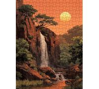 Cascata Del Tramonto Puzzle 2000 Pezzi, 3D Puzzle per Adulti Impegnativo, Educa Puzzles Artistico, Divertente E Stimolante Puzzles Decorativo per La Famiglia, Regalo e Decorazione Pareti FNKL6-666