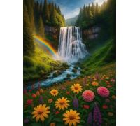 Cascata di fiori arcobaleno - Puzzle 1000 Pezzi - puzzle Fai da te, Intrattenimento Creativo, Puzzles Classico Arte,Regalo per Adulti dai 14 anni 75 x 50 cm