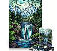 Cascata di vetrate colorate per adolescenti, puzzle da 1000 pezzi, sfida per la mente, divertimento condiviso, taglio netto, calda sorpresa 38x26cm
