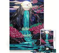 Cascata di vetrate colorate per adolescenti, puzzle da 1000 pezzi, sfida per la mente, divertimento condiviso, taglio netto, calda sorpresa 38x26cm