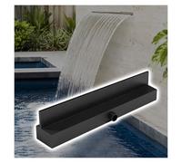 Cascata in Acciaio Inox su Misura - Elemento d'Acqua per Esterni, Ideale per patii, laghetti e Giardini - Troppopieno per Piscine incassate - Migliora l'estetica del Giardino, Nero, 80 cm/31
