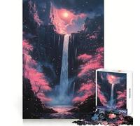 Cascata in una foresta da sogno, fiori di ciliegio, puzzle per adolescenti, 1000 pezzi, stimola la concentrazione, ideale per il relax, con incastri a pressione, un regalo memorabile (38x52cm)
