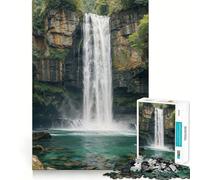 Cascata in una foresta lussureggiante Puzzle da 1000 pezzi per adulti Gioco di sfida mentale Taglio preciso Allineamento perfetto Divertimento in famiglia Attività serale (38x26cm)