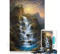 Cascata in una valle di montagna Puzzle da 1000 pezzi per adolescenti Stimola la mente Divertimento Senza spazi vuoti Incastro perfetto Tempo libero avvincente per rilassarsi in casa (38x26cm)