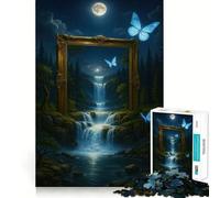 Cascata incorniciata dalla natura e dalle farfalle Puzzle da 1000 pezzi Gioco creativo Incastro perfetto,nessun pezzo si stacca Attività per rafforzare i legami affettivi (38x26cm)