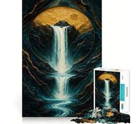 Cascata nel cerchio dorato Puzzle per adulti 1000 pezzi Gioco di memoria e allenamento per la mente Taglio preciso Finitura di alta qualità Un modo coinvolgente per trascorrere il tempo libero