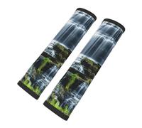Cascata nel mezzo della giungla tropicale, paesaggio le, stile rurale, spallacci per cintura di sicurezza auto - Design completamente stampato in 2 pezzi, tracolla regolabile, comfort per il collo, a