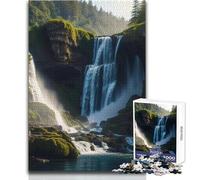 Cascata nella foresta Natura Puzzle da 1000 pezzi per adulti Gioca e impara Attività intelligente Regalo di festa unico e sentito Dimensioni 50x75cm
