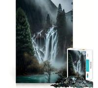 Cascata nella foresta Puzzle naturalistico da 1000 pezzi per ragazzi Gioco di memoria Divertimento Connessione pulita e senza soluzione di continuità Attività di gruppo rilassante al chiuso (38x52cm)