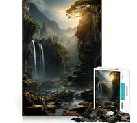 Cascata nella natura della foresta Puzzle da 1000 pezzi per adolescenti Gioco di abilità mentale Divertente Dimensioni uniformi Pezzi precisi Rilassante Attività di gruppo al chiuso (38x26cm)