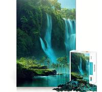 Cascata nella natura della foresta Puzzle da 1000 pezzi per adolescenti Gioco divertente e coinvolgente Incastro perfetto Senza spazi vuoti Attività serale per tutta la famiglia (38x52cm)