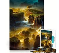 Cascata nella natura della foresta Puzzle da 1000 pezzi per adolescenti Gioco divertente e coinvolgente Incastro perfetto Senza spazi vuoti Attività serale per tutta la famiglia (38x52cm)