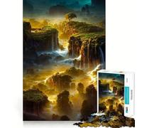 Cascata nella natura della foresta Puzzle da 1000 pezzi per adolescenti Stimola la mente Divertimento Taglio di alta precisione Attività rilassante Pausa mentale (38x26cm)