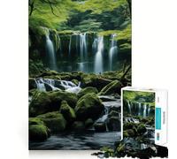 Cascata nella natura della foresta Puzzle per adulti da 1000 pezzi Gioco di divertimento mentale Tecnologia di taglio laser avanzata Sfida divertente per il tempo di attesa (50x75cm)