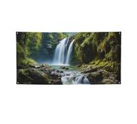 Cascata Paesaggio Pittura Banner Segno per Esterno Interno Compleanno Sfondo Poster Decorazioni per feste Forniture Foto Sfondo con Occhielli Bandiera da parete personalizzata