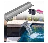Cascata per Fontana da Piscina in Acciaio Inox, Lunghezza 30-200 cm, Design Sottile a Incasso per Piscine Fuori Terra/interrate, Giochi d'Acqua per Giardini e Ville (Argento)