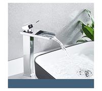 Cascata Quadrato Bagno Bacino Rubinetto in ottone Materiale Superficie BlackAned Installazione Installazione Acqua calda e fredda Bacino Rubinetto for lavabo(Chrome D)
