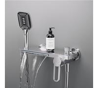 Cascata Rubinetti da Bagno Montaggio a Parete Rubinetto Vasca Doccia Bagno Miscelatore Rubinetti con Doccia Attachment Bagno Vasca Filler Rubinetti Cromo, XIAOXSIO, Chrome,