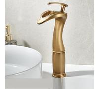 Cascata rubinetto lavandino bagno armadio bagno caldo e freddo WC alzato piano di lavoro lavabo tutto rame, colore antico [modello sublime]