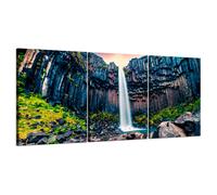 Cascata Svartifoss in Islanda Quadri su tela con telaio in legno 3 pezzi