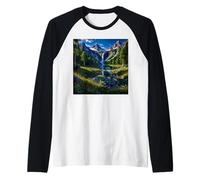 Cascata tra Le Montagne E Lago Maglia con Maniche Raglan