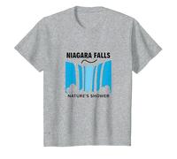 Cascate del Niagara: Avventura nella Cascata della Doccia della Natura Maglietta, Bambini, Grigio Melange, 4 Anni