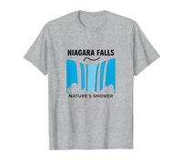 Cascate del Niagara: Avventura nella Cascata della Doccia della Natura Maglietta, Uomo, Grigio Melange, XL