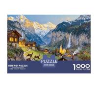 Cascate della valle svizzera di Lauterbrunnen Puzzle in Legno Impermeabile Puzzles Da 1000 Pezzi Per Adulti Divertenti Giochi Educativi