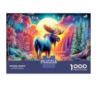 Cascate di sogno Logica Per Feste Regalo - 1000 Pezzi Busta Di Puzzle A Rompicapo Psychedelic Moose Sunset con Abilità Logica Per Giochi, Il Miglior Regalo Per Gli Amanti Dei Puzzle Sociali 70x50cm/