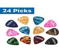 CASCHA 24 Plettri per chitarra, chitarra acustica classica, chitarra elettrica, ukulele, basso, pick set, accessori
