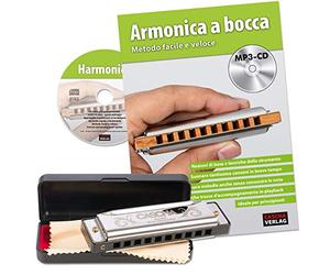 CASCHA Armonica a bocca per principianti, set con scuola italiana, Special Blues Country Harmonica, con custodia, panno per la cura e manuale (lingua italiana non garantita)