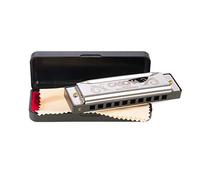 CASCHA Armonica in E-maggiore con custodia e panno per la cura, armonica speciale blues country mouth, per principianti e bambini, argento